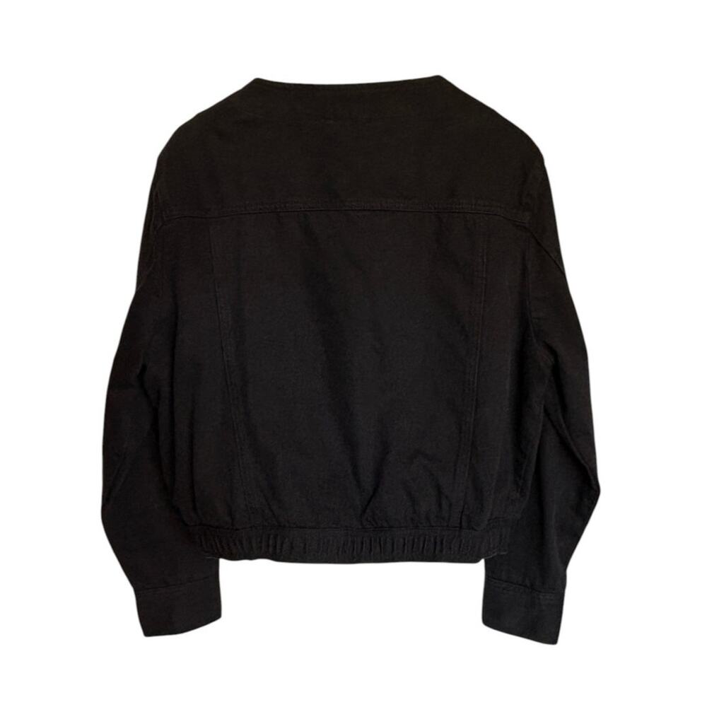 Oo La La Black Denim Embellished Collarless "Charm" Jacket Whimsy Bling size L - Picture 7 of 16